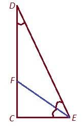 Втреугольнике сде проведена биссектриса еф, треугольник с равен 90градусов, угол д равен 30 градусов
