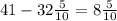 41 -32 \frac{5}{10} = 8 \frac{5}{10}