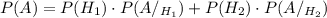 P(A)=P(H_1)\cdot P(A/_{H_1})+P(H_2)\cdot P(A/_{H_2})