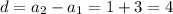 d=a_2-a_1=1+3=4