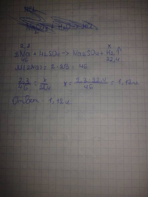Решить : определите объем водорода, который получается при взаимодействии 2,3 г натрия с серной кисл