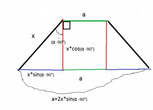 Как найти площадь трапеции если дана боковая сторона тупой угол и меньшее основание