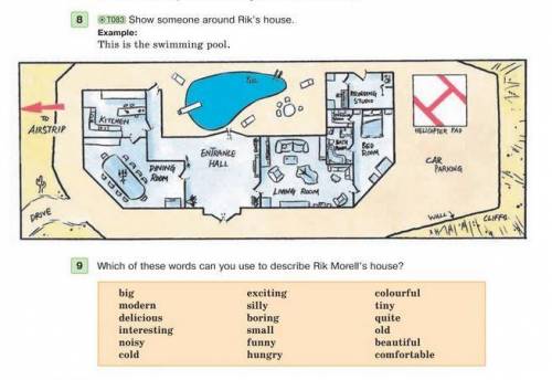 Which of these words can you use to describe rik morell s house? big,modern,delicious,noisy,cold