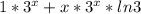 1* 3^{x} + x*3^{x}*ln{3}