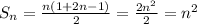 S_n= \frac{n(1+2n-1)}{2}= \frac{2n^2}{2}=n^2