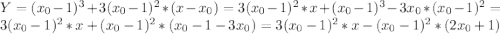 Y=(x_{0}-1)^{3}+3(x_{0}-1)^{2}*(x-x_{0})=3(x_{0}-1)^{2}*x+(x_{0}-1)^{3}-3x_{0}*(x_{0}-1)^{2}=3(x_{0}-1)^{2}*x+(x_{0}-1)^{2}*(x_{0}-1-3x_{0})=3(x_{0}-1)^{2}*x-(x_{0}-1)^{2}*(2x_{0}+1)