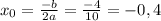 x_0= \frac{-b}{2a}= \frac{-4}{10}=-0,4