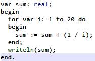 Вычислите сумму последовательности y=1+1/2+1/3+/20 !