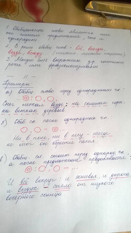 Назовите признаки обобщающих слов при однородных членах. расскажите об этих признаках, анализируя пр