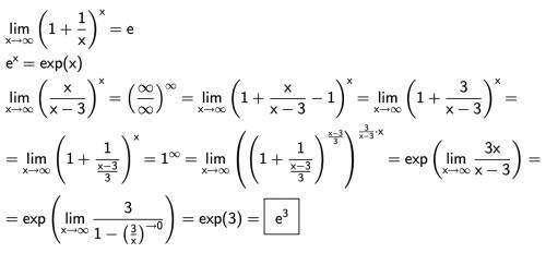 Решить предел! lim x-> бесконечности (x/x-3)^x