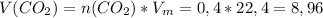 V(CO_2)=n(CO_2)*V_m=0,4*22,4=8,96