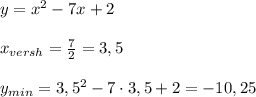 y=x^2-7x+2\\\\x_{versh}=\frac{7}{2}=3,5\\\\y_{min}=3,5^2-7\cdot 3,5+2=-10,25