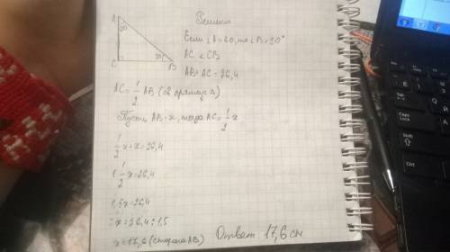 Один из углов прямоугольного треугольника равен 60 градусов ,а сумма гипотенузы и меньшого из катето