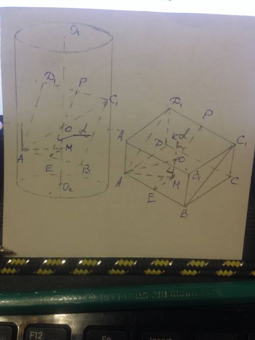 Усі вершини квадрата сторона якого а лежать на бічній поверхні циліндра вісь якого перпендикулярна д