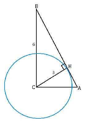 Втреугольнике abc угол c - прямой, ab = 2ас, bc = 6 см. какого взаимное расположение прямой ав и окр