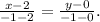 \frac{x-2}{-1-2} = \frac{y-0}{-1-0}.