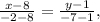 \frac{x-8}{-2-8} = \frac{y-1}{-7-1} ,