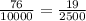 \frac{76}{10000} = \frac{19}{2500}