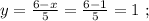 y = \frac{ 6 - x }{5} = \frac{ 6 - 1 }{5} = 1 \ ;