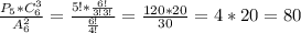 \frac{P_5*C_6^3}{A_6^2}= \frac{5!* \frac{6!}{3!3!}}{ \frac{6!}{4!}}= \frac{120*20}{30}=4*20=80