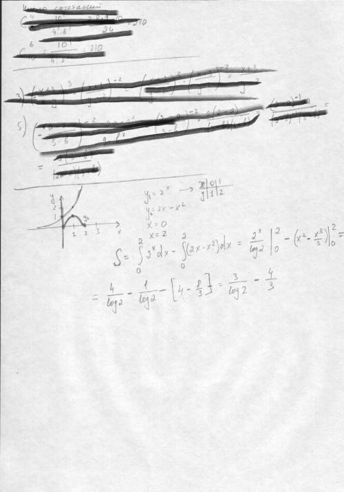 Calculate the area bounded by the curves у= , y=2x- , х=2, x=0 вычислить площадь, ограниченную кривы