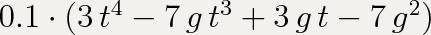 Вынеси общий множитель за скобки 0,3t(t3+g)−0,7g(t3+g)