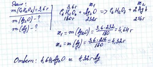1. в реакцию серебряного зеркала вступила глюкоза массой 3,6 г. какая масса оксида серебра затратитс