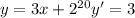 y=3x+2^{20}&#10; y'=3