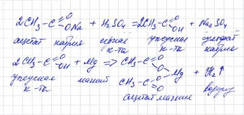 Составьте уравнения реакций, соответствующих схеме превращений: ch3coohna --> ch3cooh --> mg(c