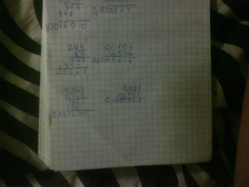 Выполните умножение столбиком: a)24,9x8,3= б)0,006x0,0103= в)0,064x0,025= г)0,0001x0,027=