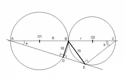 Две окружности первая окружность построена на abab, как на диаметре, а вторая — на bcbc. прямая, про