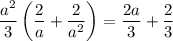 \dfrac{a^{2} }{3}\left( \dfrac{2}{a} + \dfrac{2}{a^{2} } \right)=\dfrac{2a}{3}+\dfrac{2}{3}