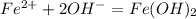 Fe^{2+}+2OH^{-} = Fe(OH)_{2}