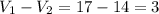 V _{1} -V_{2} =17-14=3