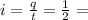 i = \frac{q}{t} = \frac{1}{2} =