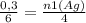 \frac{0,3}{6} = \frac{n1(Ag)}{4}