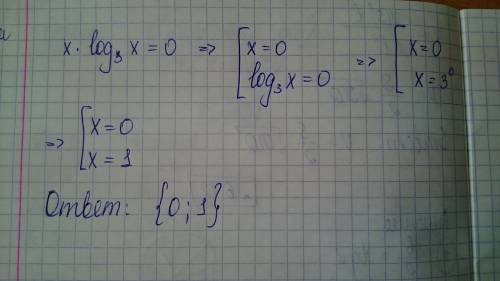 Решить уравннениие лагорифмиическое 1) x log3 x=0