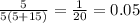 \frac{5}{5(5+15)}= \frac{1}{20}=0.05