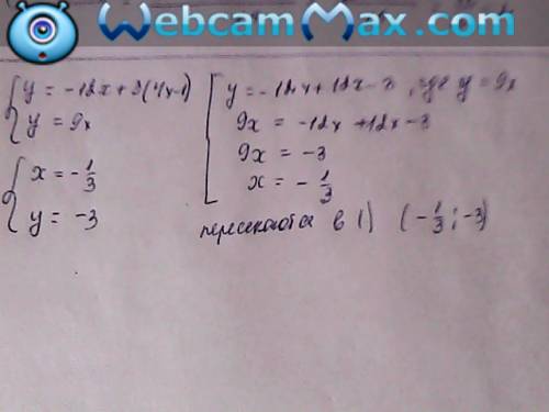 Пересекаются ли графики функций y=-12x+3(4x-1) и y=9x