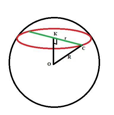 На рисунке 126,а изображён шар. точка о-центр шара,точка к-центр сечения шара,а точка с лежит на окр