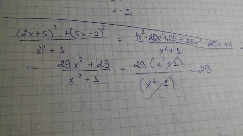 (2х+5)^2+(5x-2)^2 в числителе, в знаменателе x^2+1