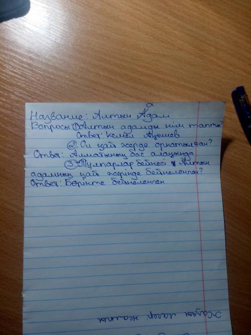 Надо составить 3 вопроса и название придумать «алтын » - алматы облысы есік қаласының солтүстігіндег