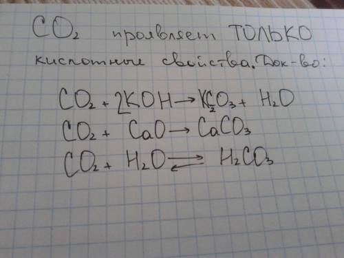 Кислотно-основные свойства co2. хотя бы одно уравнение. .