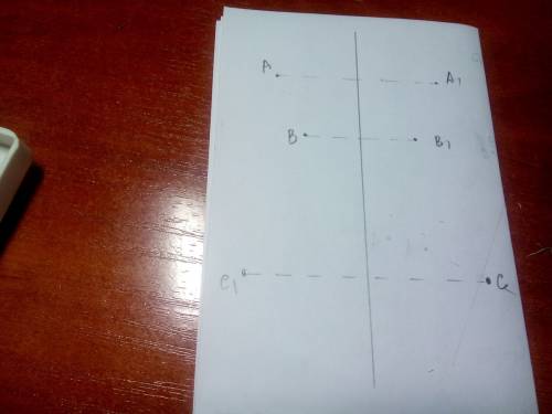 Проведите вертикальную прямую p и отметьте произвольные точки a и b слева, а точку c справа от этой
