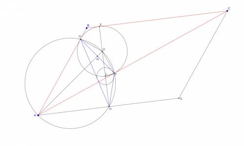 Впараллелограмме abcd проведена диагональ ac. точка o является центром окружности, вписанной в треуг
