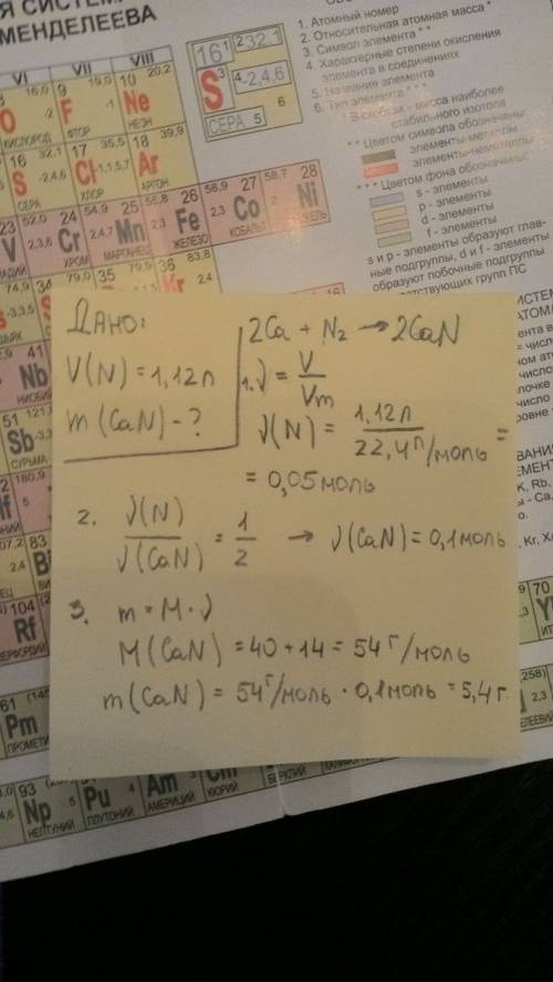Сколько граммов нитрида кальция образуется при взаимодействий 1,12 л азота с кальцием? ?