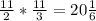 \frac{11}{2} * \frac{11}{3} = 20 \frac{1}{6}