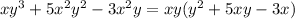 xy^3+5x^2y^2-3x^2y =xy( y^{2}+5xy-3x)