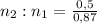 n_{2} : n_{1} = \frac{0,5}{0,87}