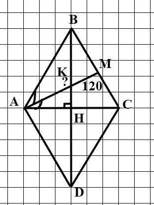 Вромбе abcd бис-са угла bac пересекает сторону bc и диагональ bd соответственно в точках m и k, угол